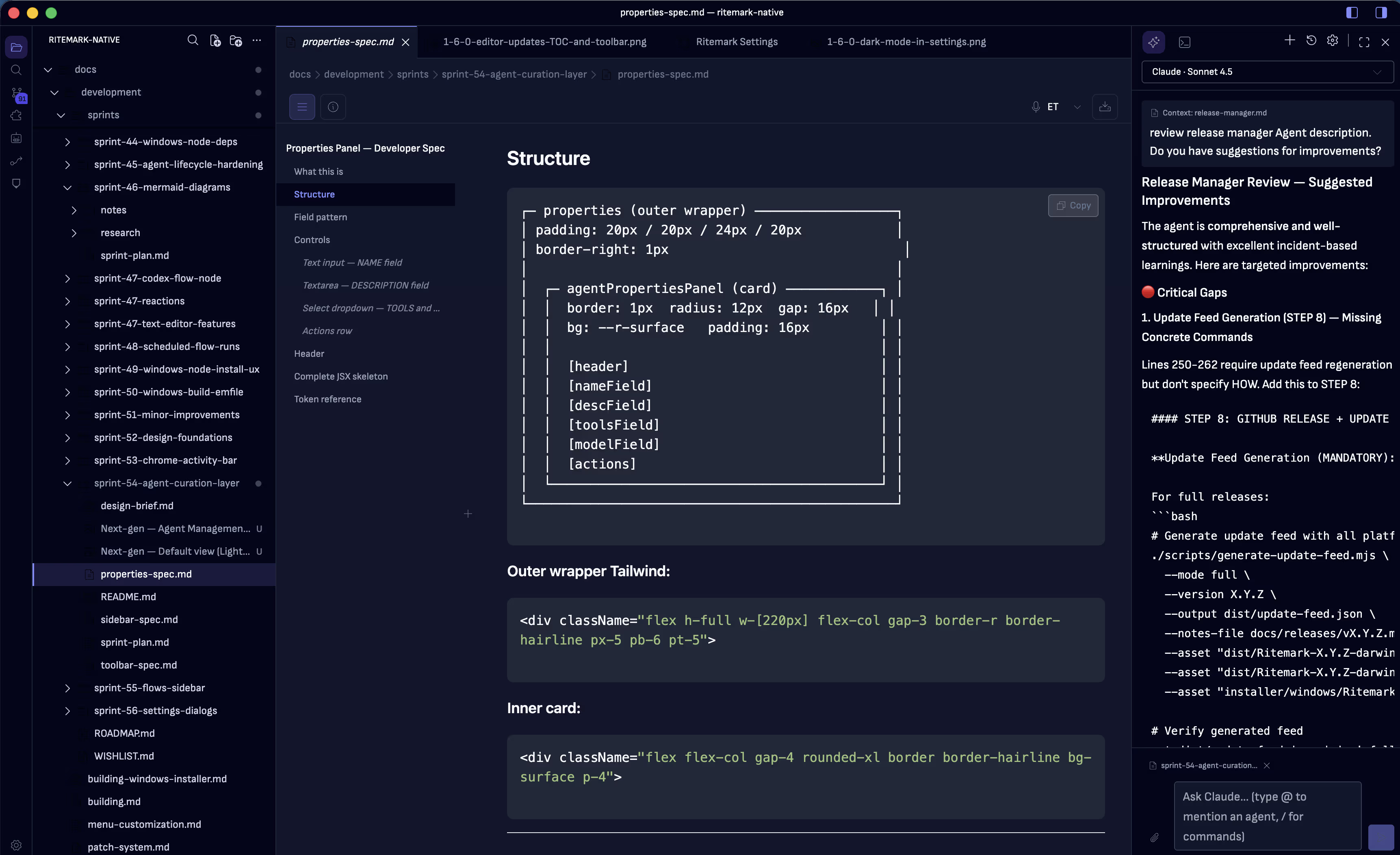 Ritemark Dark theme in a full editor view