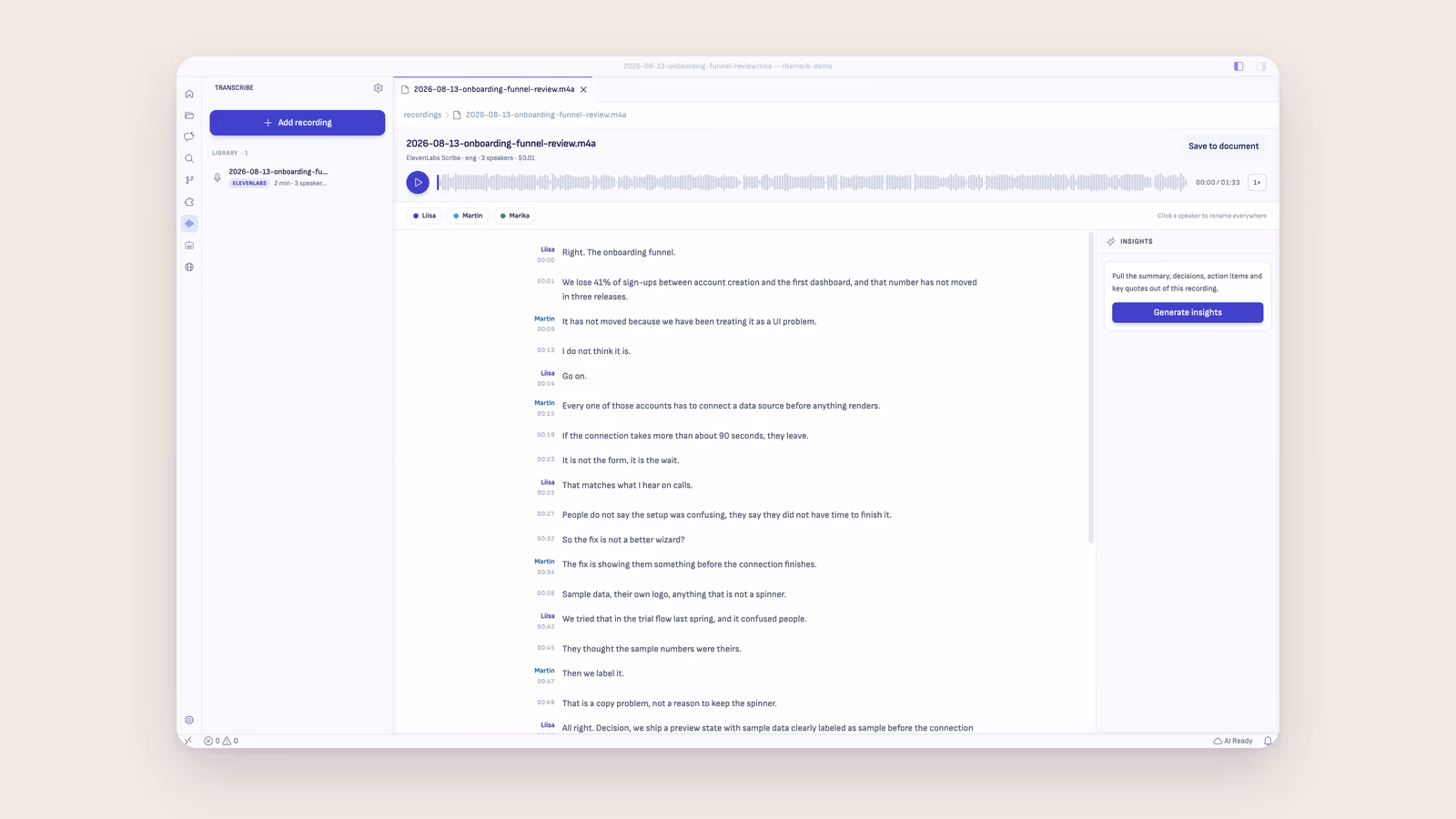 Transcribe Recordings